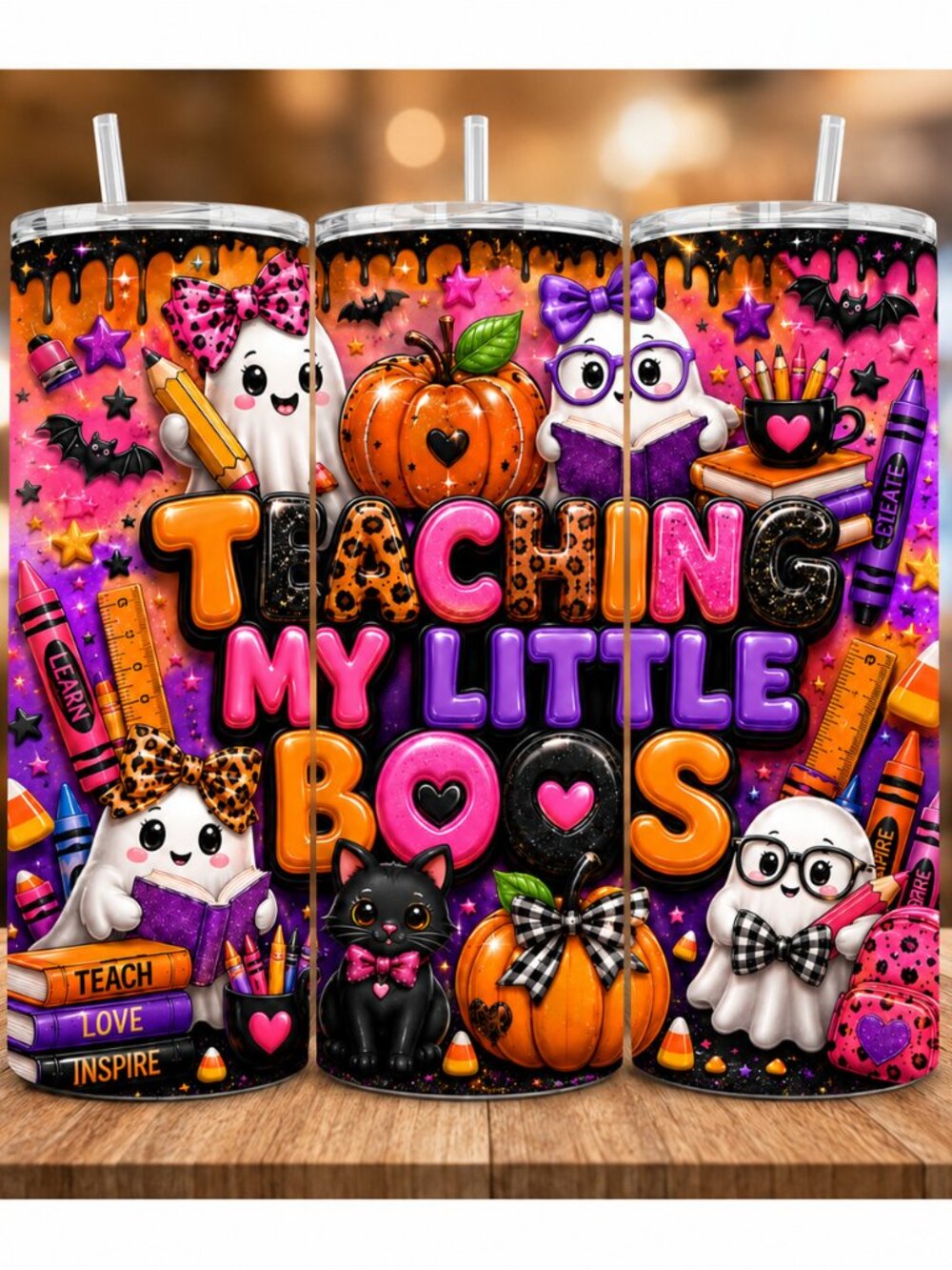 Teaching My Little Boos Tumbler, Halloween Teacher 20oz Tumbler
